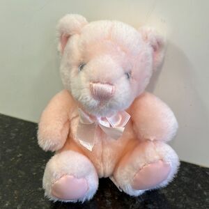 FIRST & MAIN TEDDY BEAR PINK PASTEL PAL NO 2372 PLUSH TOY STUFFED ANIMAL RATTLE